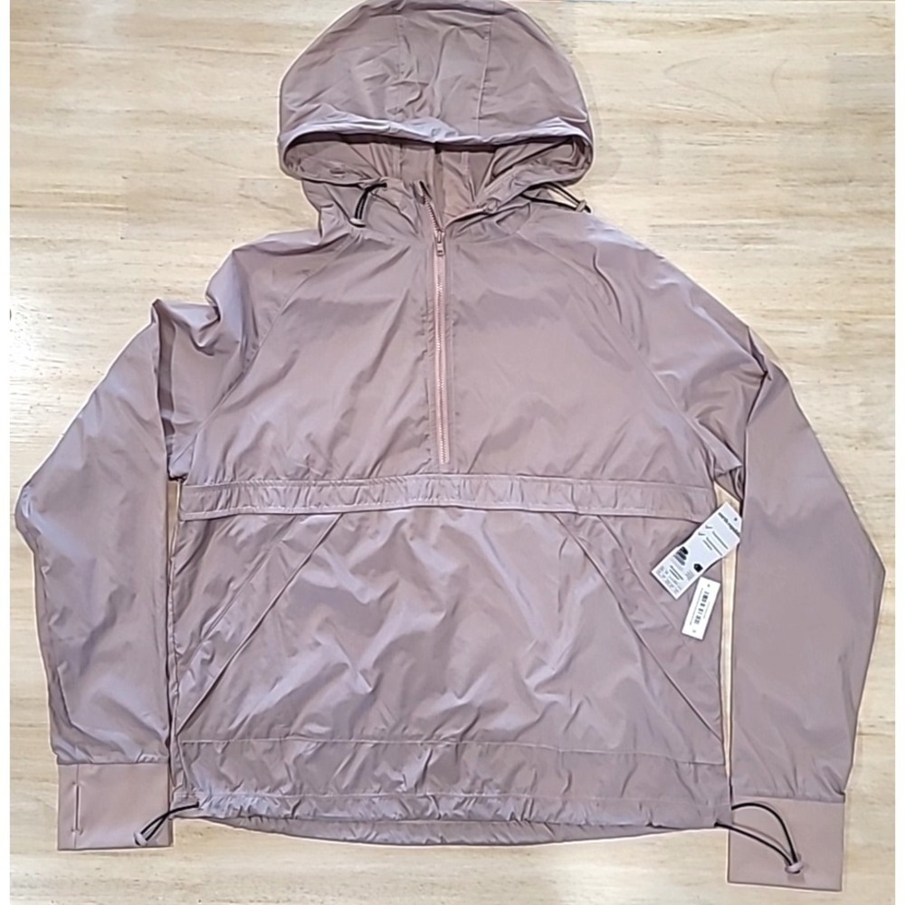 Earth Republic Woman Sz M Mauve Lexie Sheer Windbreaker Jacket Hoodie Activewear